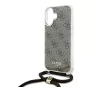 Guess Crossbody Cord 4G Print iPhone 16 hátlap tok, barna GUHCP16SHC4SEW