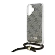   Guess Crossbody Cord 4G Print iPhone 16 hátlap tok, barna GUHCP16SHC4SEW