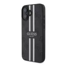 Guess 4G Printed Stripes iPhone 16 MagSafe hátlap tok, fekete GUHMP16SP4RPSK