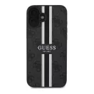 Guess 4G Printed Stripes iPhone 16 MagSafe hátlap tok, fekete GUHMP16SP4RPSK