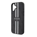 Guess 4G Printed Stripes iPhone 16 MagSafe hátlap tok, fekete GUHMP16SP4RPSK