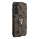 Guess Grip Stand 4G Triangle Strass Samsung Galaxy S24 hátlap tok, barna GUHCS24SPGS4TDW