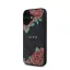 Guess PU Leather 4G Roses iPhone 16 MagSafe műbőr tok, fekete-rózsa