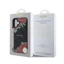 Guess PU Leather 4G Roses iPhone 16 MagSafe műbőr tok, fekete-rózsa