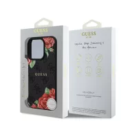   Guess PU Leather 4G Roses iPhone 16 Pro Max MagSafe műbőr tok, fekete-rózsa