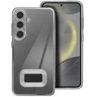   Glam Samsung Galaxy S25 szilikon tok kameravédő-lencsével, ezüst