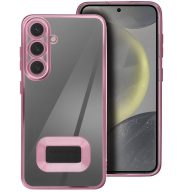   Glam Samsung Galaxy S25 szilikon tok kameravédő-lencsével, rozéarany