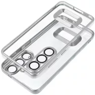   Glam Samsung Galaxy S25+ szilikon tok kameravédő-lencsével, ezüst