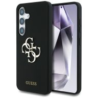   Guess Silicone Big 4G Logo Bottom Script Samsung Galaxy S25 hátlap tok, fekete