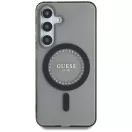 Guess Rhinestones Printed Classic Logo MagSafe Samsung Galaxy S25 kemény hátlap tok, fekete