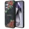 Guess Leather 4G Flowers Print Metal Classic Logo MagSafe Samsung Galaxy S25 kemény hátlap tok, fekete