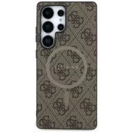   Guess Leather 4G Colored Ring Classic Logo MagSafe Samsung Galaxy S25 Ultra kemény hátlap tok, barna