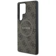   Guess Leather 4G Colored Ring Classic Logo MagSafe Samsung Galaxy S25 Ultra kemény hátlap tok, barna