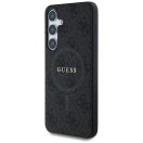 Guess Leather 4G Colored Ring Classic Logo MagSafe Samsung Galaxy S25 kemény hátlap tok, fekete