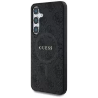   Guess Leather 4G Colored Ring Classic Logo MagSafe Samsung Galaxy S25 kemény hátlap tok, fekete