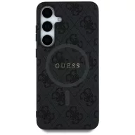   Guess Leather 4G Colored Ring Classic Logo MagSafe Samsung Galaxy S25 kemény hátlap tok, fekete
