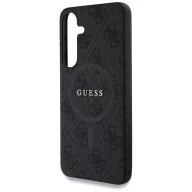   Guess Leather 4G Colored Ring Classic Logo MagSafe Samsung Galaxy S25 kemény hátlap tok, fekete