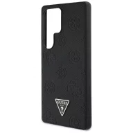   Guess Grained Hot Stamp Peony Pattern Triangle Logo Samsung Galaxy S25 Ultra MagSafe kemény hátlap tok, fekete