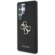   Guess Grained Big 4G Logo Small Classic Logo Samsung Galaxy S25 Ultra  kemény hátlap tok, fekete