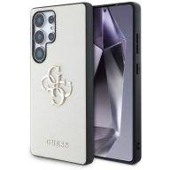   Guess Grained Big 4G Logo Small Classic Logo Samsung Galaxy S25 Ultra  kemény hátlap tok, bézs