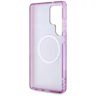  Guess Glitter Flowers Triangle Buttons Samsung Galaxy S25 Ultra MagSafe kemény hátlap tok, lila