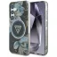 Guess Glitter Flowers Triangle Buttons Samsung Galaxy S25 MagSafe kemény hátlap tok, fekete