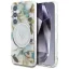 Guess Glitter Flowers Triangle Buttons Samsung Galaxy S25 MagSafe kemény hátlap tok, fehér