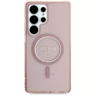   Guess Glitter Circle Classic Logo Samsung Galaxy S25 Ultra MagSafe kemény hátlap tok, rózsaszín