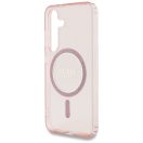 Guess Glitter Circle Classic Logo Samsung Galaxy S25 MagSafe kemény hátlap tok, rózsaszín
