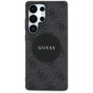 Guess 4G Round Patch Classic Logo Samsung Galaxy S25 Ultra MagSafe kemény hátlap tok, fekete