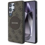   Guess 4G Round Patch Classic Logo Samsung Galaxy S25 Ultra MagSafe kemény hátlap tok, barna