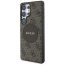 Guess 4G Round Patch Classic Logo Samsung Galaxy S25 Ultra MagSafe kemény hátlap tok, barna