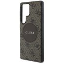 Guess 4G Round Patch Classic Logo Samsung Galaxy S25 Ultra MagSafe kemény hátlap tok, barna