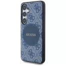 Guess 4G Round Patch Classic Logo Samsung Galaxy S25 MagSafe kemény hátlap tok, kék