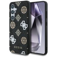   Guess 4G Printed Colored Peony Pattern Samsung Galaxy S25 MagSafe kemény hátlap tok, fekete