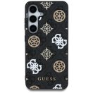 Guess 4G Printed Colored Peony Pattern Samsung Galaxy S25 MagSafe kemény hátlap tok, fekete