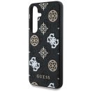 Guess 4G Printed Colored Peony Pattern Samsung Galaxy S25 MagSafe kemény hátlap tok, fekete