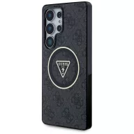   Guess 4G Glitter Triangle Buttons Samsung Galaxy S25 Ultra MagSafe kemény hátlap tok, fekete