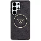 Guess 4G Glitter Triangle Buttons Samsung Galaxy S25 Ultra MagSafe kemény hátlap tok, fekete