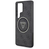  Guess 4G Glitter Triangle Buttons Samsung Galaxy S25 Ultra MagSafe kemény hátlap tok, fekete