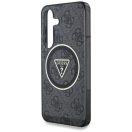 Guess 4G Glitter Triangle Buttons Samsung Galaxy S25+ MagSafe kemény hátlap tok, fekete