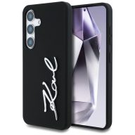   Karl Lagerfeld Silicone Metal Signature Logo Samsung Galaxy S25 szilikon tok, fekete