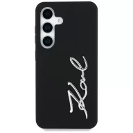  Karl Lagerfeld Silicone Metal Signature Logo Samsung Galaxy S25 szilikon tok, fekete