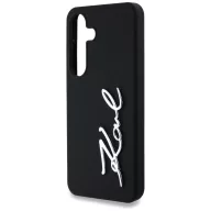   Karl Lagerfeld Silicone Metal Signature Logo Samsung Galaxy S25 szilikon tok, fekete