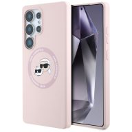   Karl Lagerfeld Silicone Double Heads And Circle Samsung Galaxy S25 Ultra MagSafe tok, rózsaszín