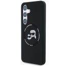 Karl Lagerfeld Silicone Double Heads And Circle Samsung Galaxy S25 MagSafe tok, fekete