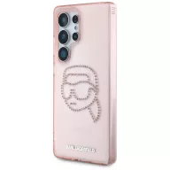   Karl Lagerfeld Rhinestones Karl Head Logo Samsung Galaxy S25 Ultra hátlap tok, rózsaszín