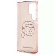   Karl Lagerfeld Rhinestones Karl Head Logo Samsung Galaxy S25 Ultra hátlap tok, rózsaszín