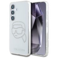   Karl Lagerfeld Rhinestones Karl Head Logo Samsung Galaxy S25 hátlap tok, átlátszó