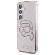   Karl Lagerfeld Rhinestones Karl Head Logo Samsung Galaxy S25 hátlap tok, rózsaszín